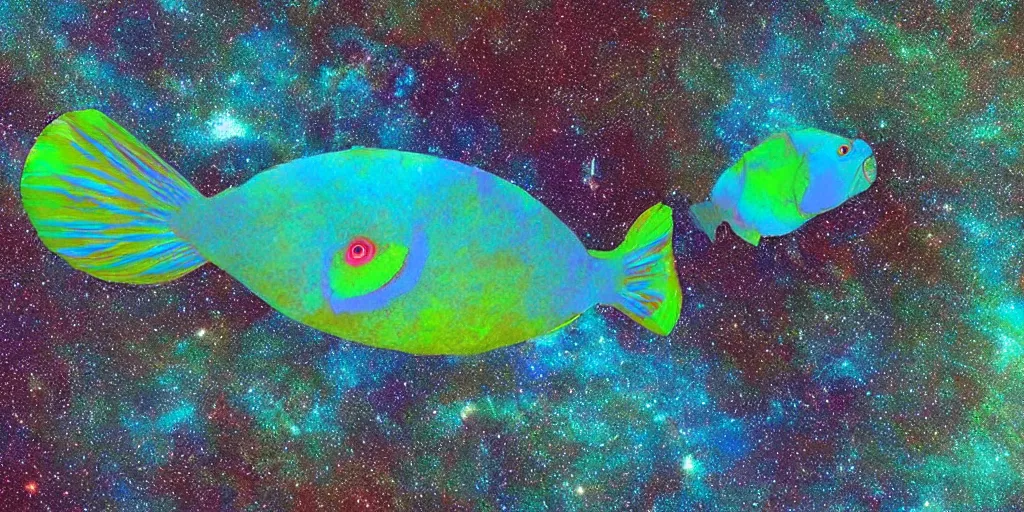 Prompt: ”parrotfish forms fractals in the milky way”