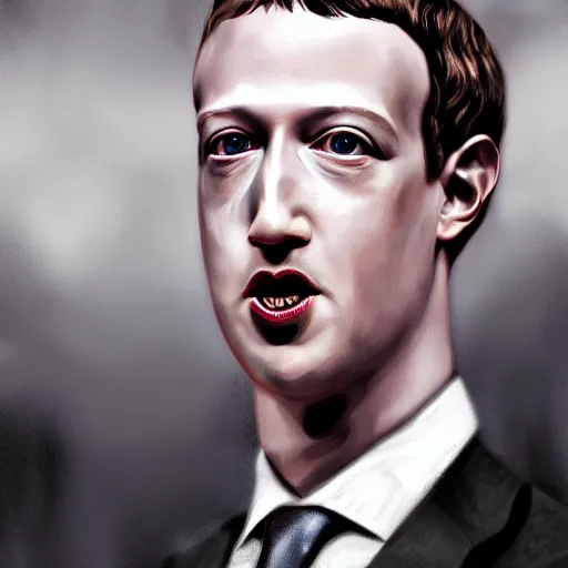 Prompt: mark zuckerberg from a nightmare, evil, demonic, gothic horror portrait, high detail, hyperreal