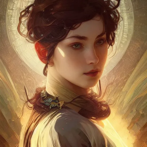 Image similar to the way is the harmony of the universe, fantasy, fantasy magic, undercut hairstyle, dark light night, intricate, elegant, sharp focus, illustration, highly detailed, digital painting, concept art, matte, art by wlop and artgerm and greg rutkowski and alphonse mucha, masterpiece