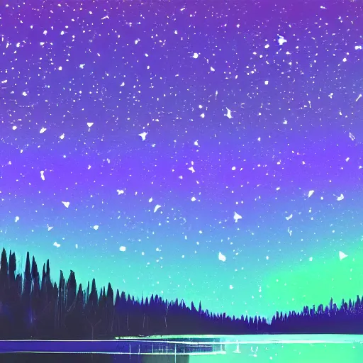 Image similar to night sky full of stars, aurora borealis, digital painting