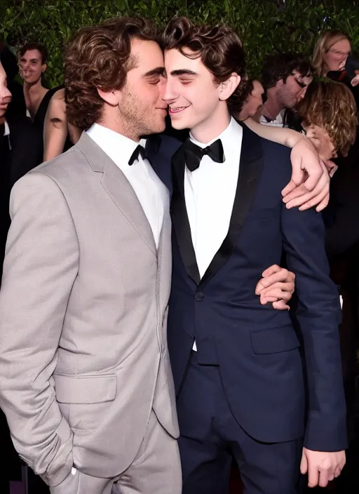 Image similar to photo of Timothee Chalamet hugging boyfriend Armie Hammer