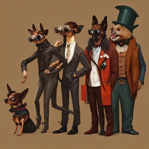 Prompt: ripped physique goggles collar Man Steampunk portrait Sherlock Patrick Bateman snout Detective Anthropomorphic furry fuzzy fashion vogue Chihuahua man wearing a Chihuahua costume wearing an engineer gnome costume gerald brom bastien grivet greg rutkowski norman rockwell portrait face head snout ears eyes illustration tombow