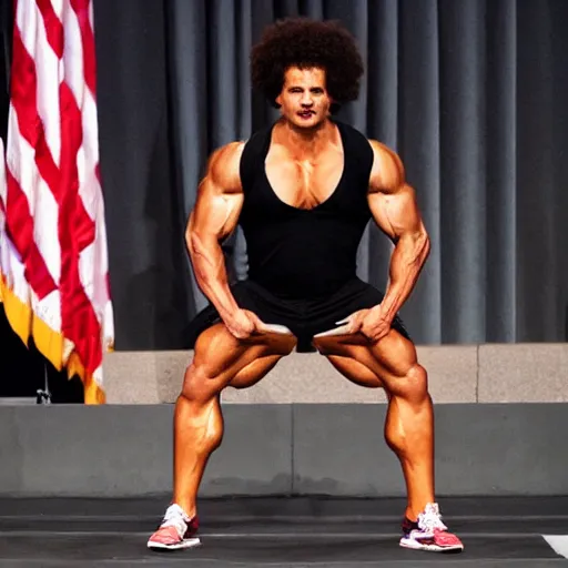 Prompt: Body Builder, Eric Andre face, Olympics Ceremony, 4K