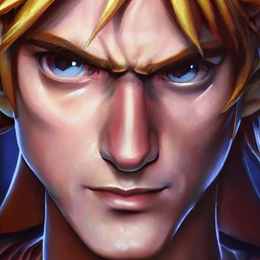 Prompt: An ultra-realistic portrait painting of Link from The Legend of Zelda in the style of Alex Ross. 4K. Ultra-realistic. Highly detailed. Epic lighting.