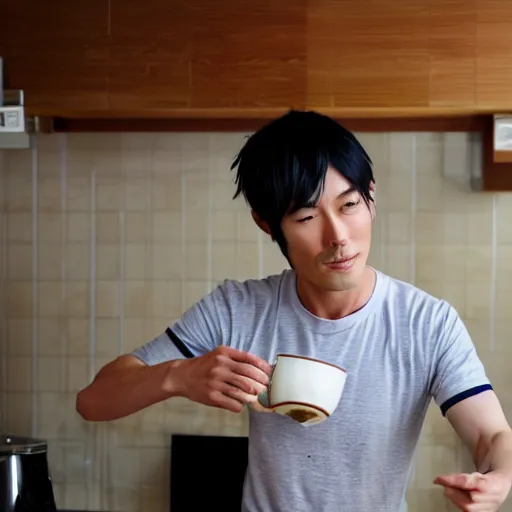 Image similar to handsome japanese man making tea