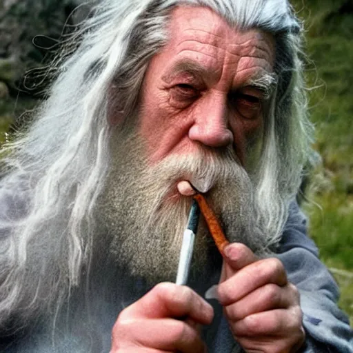 Image similar to gandalf smoking a joint