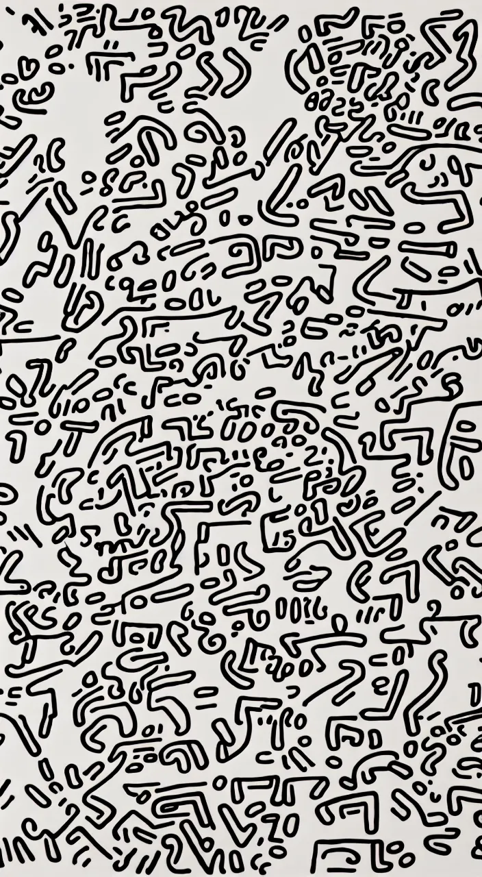 Image similar to larry david eating a bagel line drawing by keith haring. hyper - realistic, 8 k, hd