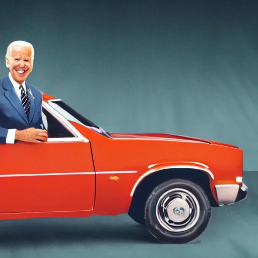 Image similar to photograph of Joe Biden in a Ford Pinto from a distance, 8k, high definition, highly detailed, photo realistic