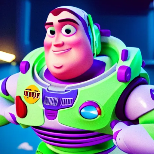 Image similar to jonah hill as buzz lightyear as seen in live action toy story movie, 8k resolution, full HD, cinematic lighting, award winning, anatomically correct