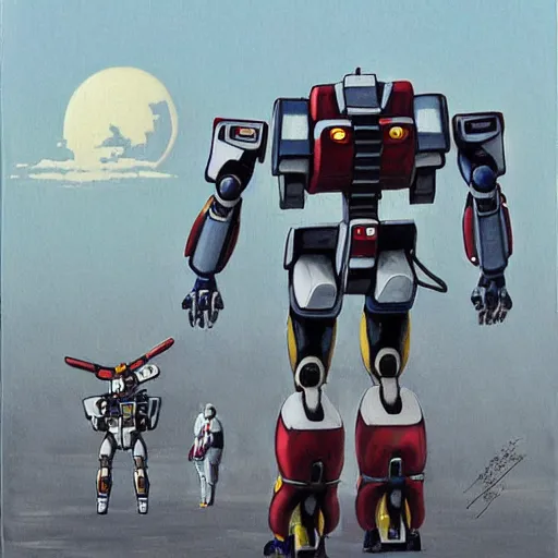 Image similar to a detailed painting of boston dynamics atlas robot by Hayao Miyazaki, Gundam style