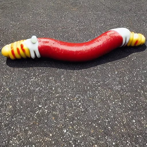 Prompt: “a very disturbingly long hotdog dog animal”