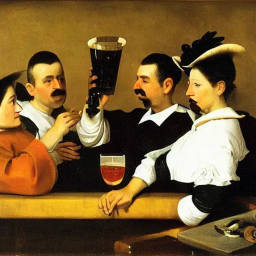 Image similar to people drinking at the bar by diego velazquez