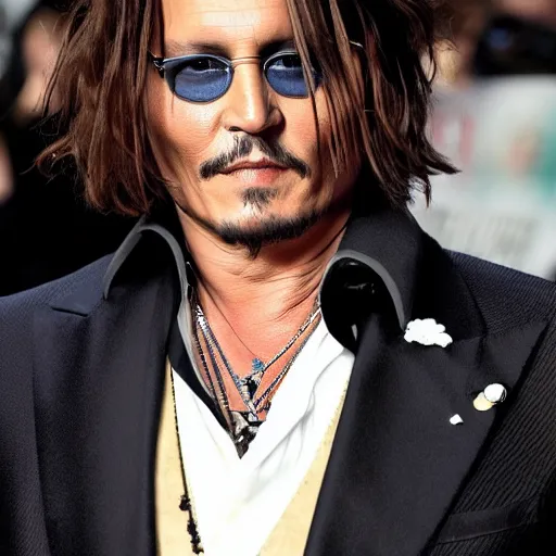 Image similar to Johnny Depp with Karen hairstyle