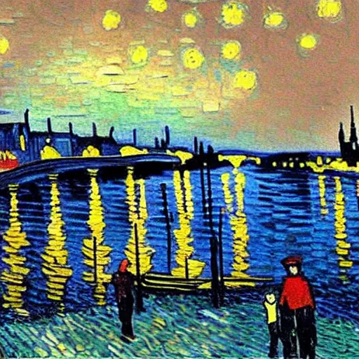 Prompt: a painting of mainz in the style of van gogh