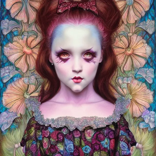 Image similar to a painting in the style of donato giancola and in the style of mark ryden and in the style of natalie shau.