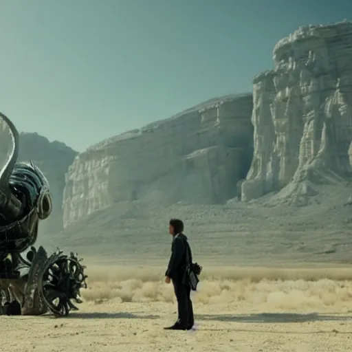 Image similar to cinematic still of westworld, intact si - fi robotic fantasy dragon machine, highly detailed