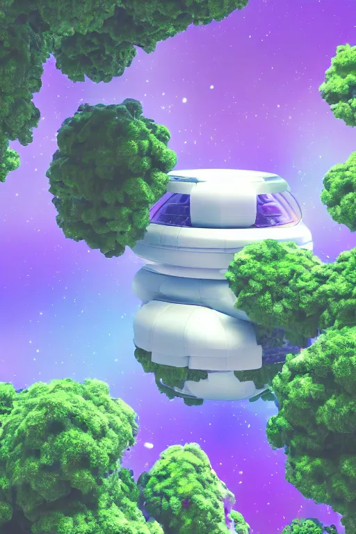 Image similar to multi level botanical garden spaceship floating in space, calm, tranquil, faded effect, detailed, vaporwave colors, render by substance designer