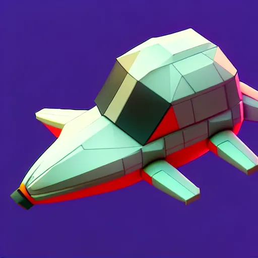 Prompt: Isometric 3D SpaceShip Cute, Low Poly Ultimate, Game Devoloper, Unity3D, rendered in Blender