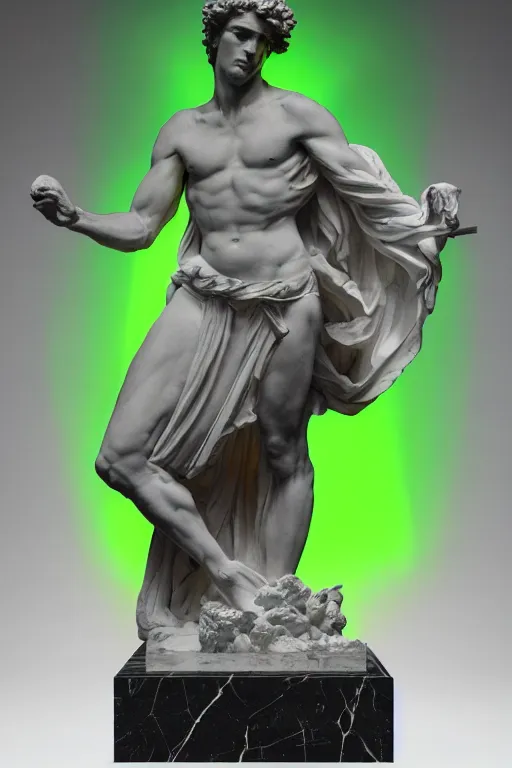 Prompt: a detailed marble sculpture of the statue of david wearing glowing neon slotted 1 9 8 0 s glasses, vaporwave style masterpiece, 8 k, art by greg rutkowski and albert bierstadt and arthur rackham and alphones mucha