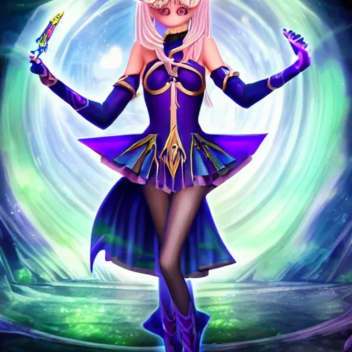 Image similar to beautiful dark magician girl, full body, mystical, ultra detailed, 4 k