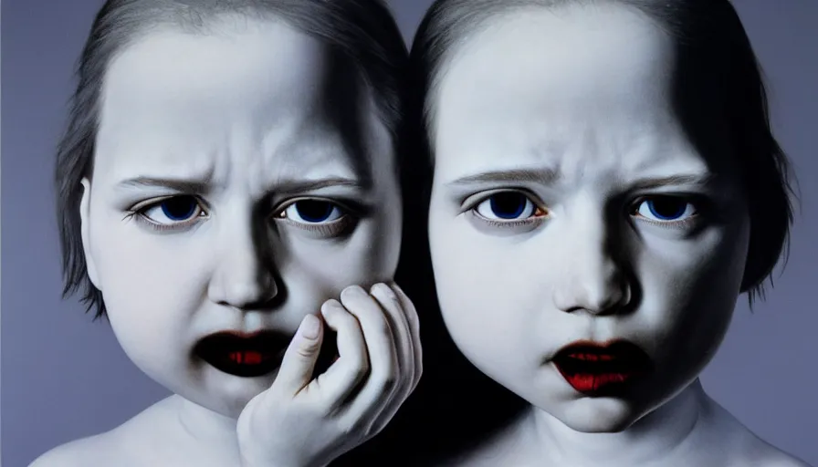 Image similar to the two complementary forces that make up all aspects and phenomena of life, by Gottfried Helnwein