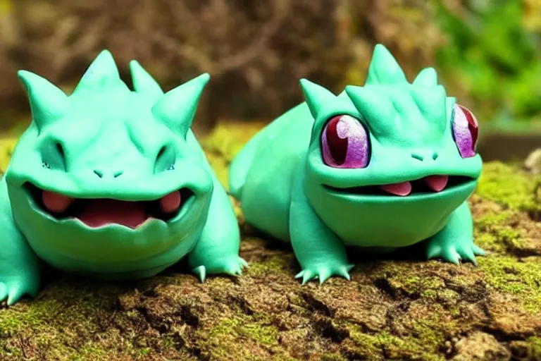 Image similar to real life bulbasaur pokemon, cute!!!, adorable!!!, chunky!!!, playful!!!, happy!!!, cheeky!!!, mischievous!!!, ultra realistic!!!, autumn, clear weather, golden hour, sharp focus