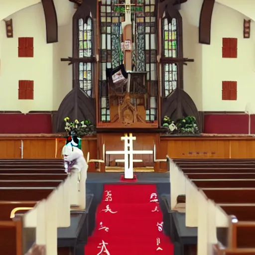 Image similar to shiba inu church