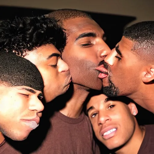 Image similar to kissing the homies goodnight