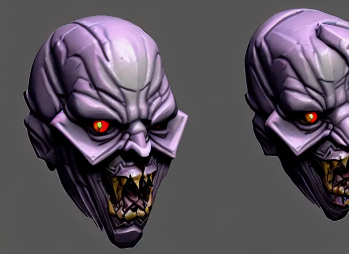 Prompt: necromancer head, stylized stl, 3 d render, activision blizzard style, hearthstone style, darksiders art style, greg rutkowski style