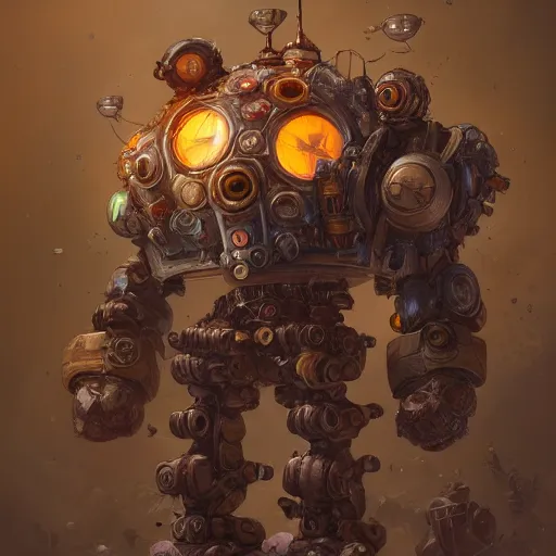 Prompt: an aetherpunk magical mechanical golem, forward facing angle, character design, art by Tooth Wu and justin gerard and Blizzard studios, post-processing, extremely hyperdetailed, intricate complexity, epic composition, masterpiece, trending on artstation