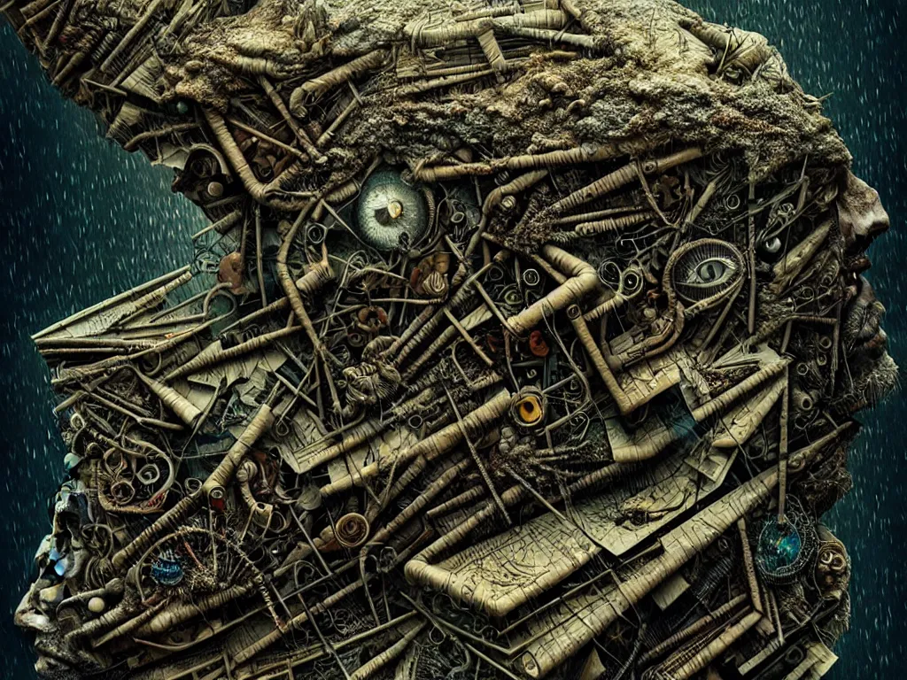 Image similar to highly detailed photo of living is the illusion of dying, trending on deviantart, neo surrealism, sharp focus, 4 k, a lot of little details, octane, masterpiece, art by max ernst