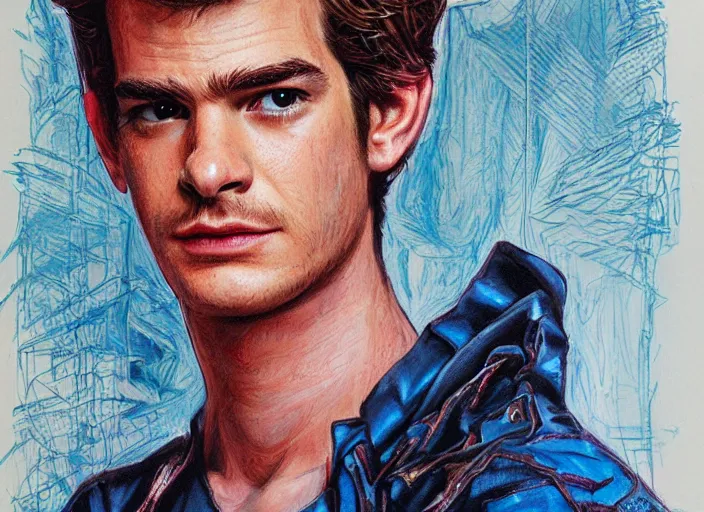Prompt: a highly detailed beautiful portrait andrew garfield spidey, james gurney, james jean