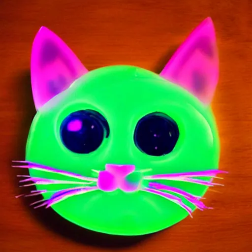 Prompt: a cat made entirely of jello, glowing eyes