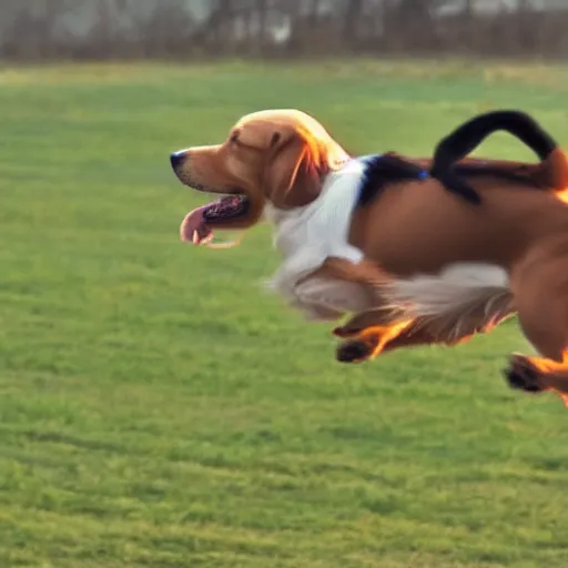 Image similar to I have never seen a dog fly this is amazing, 4k