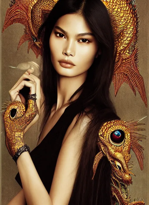 Prompt: portrait photo of a gorgeous young Sui He with intricate detailed dragon eyes in the style of stefan kostic realistic sharp