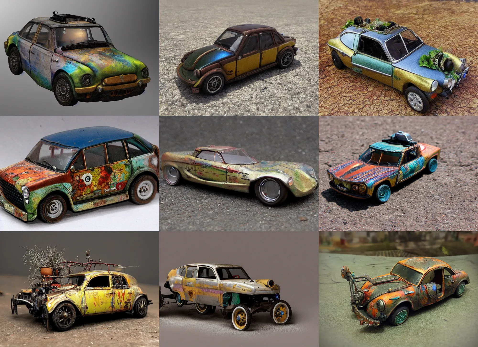 Prompt: realistic miniature solarpunk car