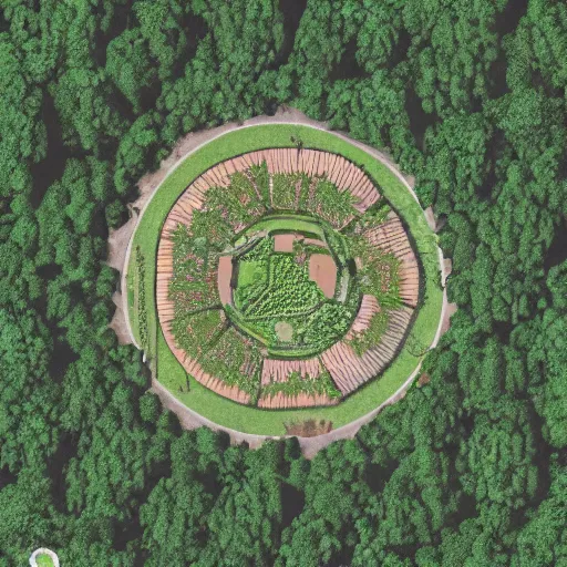 Image similar to top view of an illustration of an architectural plan view of a labyrinth of the deforestation in amazona crisis