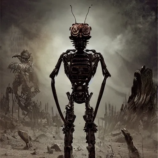 Prompt: ant humanoid, post-apocalyptic,