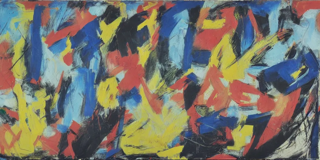 Prompt: de kooning thin scribble on withe canvas, blue shift, yves tanguy, first iteration, oil on canvas, thick impasto