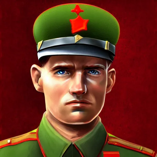 Prompt: Portrait of a soviet soldier during WW2, digital art, detailed, artstation, realistic