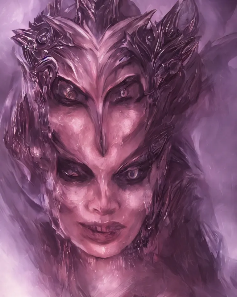 Image similar to headshot portrait of a nightmare queen, cinematic lighting, highly detailed