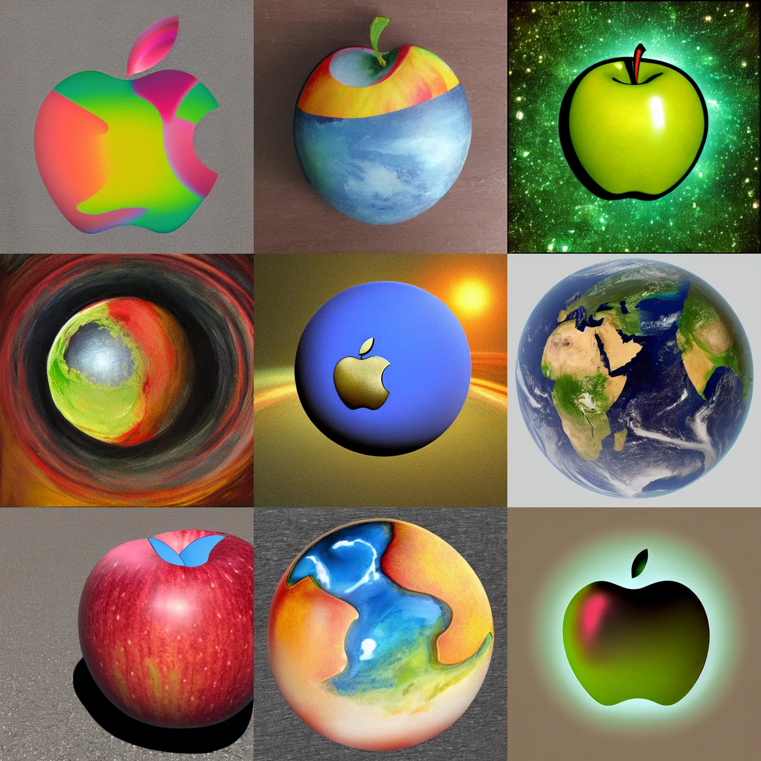 Prompt: apple shaped planet