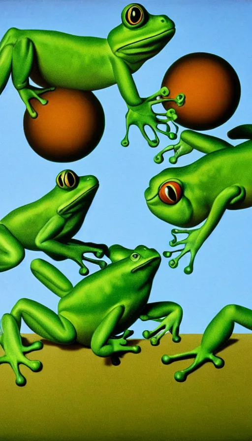 Prompt: frogs by René Magritte, detailed, 4k