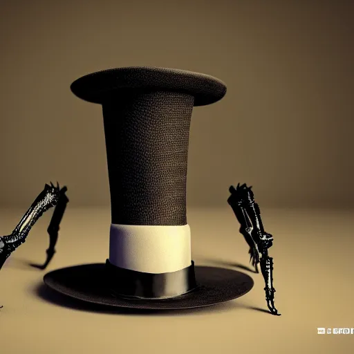 Prompt: spider wearing a top hat, ultra realistic, concept art, intricate details, eerie, highly detailed, photorealistic, octane render, 8k, unreal engine, in the style of pixar