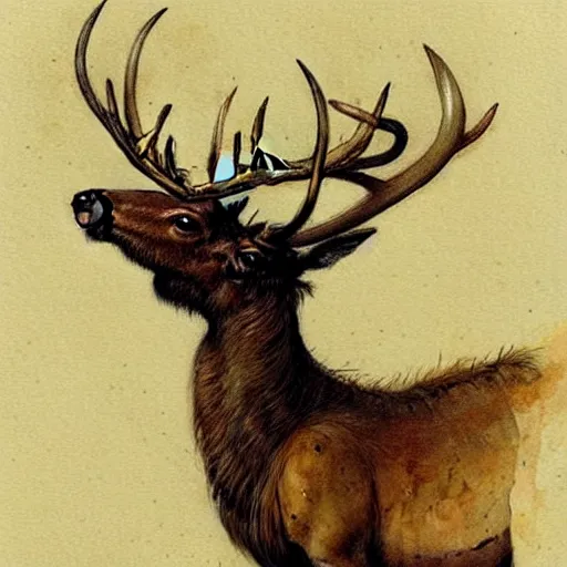 Image similar to ((((( a centipede that looks like an elk . muted colors.))))) by Jean-Baptiste Monge !!!!!!!!!!!!!!!!!!!!!!!!!!!