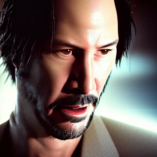 Image similar to keanu reeves, matrix movie, volumetric lighting, beautiful, golden hour, sharp focus, ultra detailed, cgsociety by leesha hannigan, ross tran, thierry doizon, kai carpenter, ignacio fernandez rios, noir photorealism, film