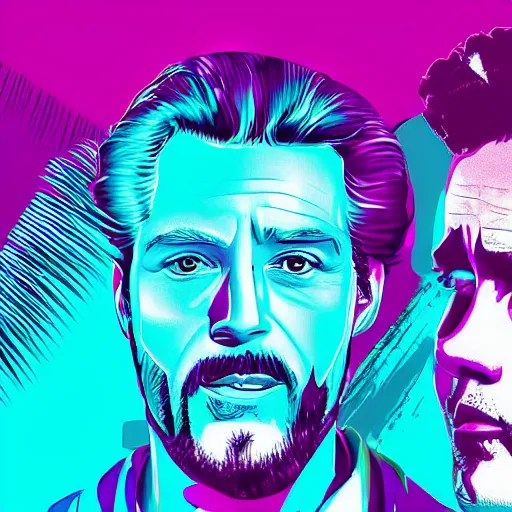 Image similar to miami vice artwork, 4 k digital art, 8 0's style