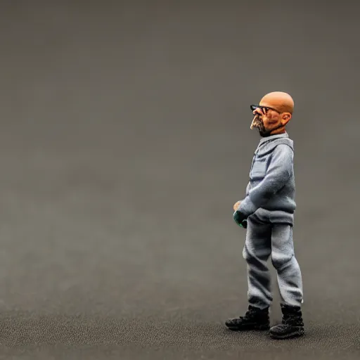 Image similar to macro photo of a miniature walter white figure, canon 8 0 d, canon 1 0 0 mm f / 2. 8, 4 k,