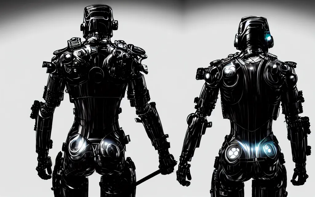 Image similar to war, diverse katana cybersuits, from behind, wide wide angle, vivid, elaborate, highly detailed, beautiful lighting