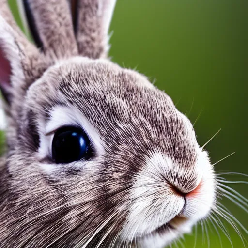 Prompt: extreme closeup of a rabbit, macro photography